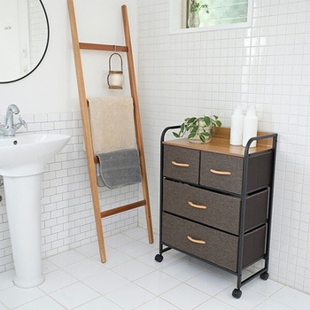 木製天板付きチェスト キャスター付き YAMAZEN(山善)