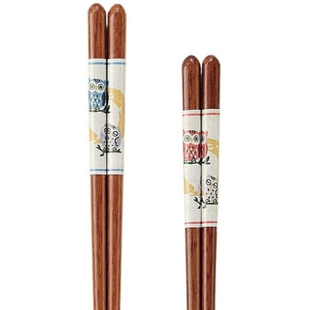 ペア食洗箸 ふくろうの親子 イシダ