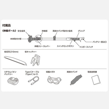 高枝2WAYガーデンポールソー 2.5Ahバッテリー付属 着脱式伸縮延長ポール のこぎり 10.8V コードレス YAMAZEN(山善)