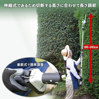 高枝2WAYガーデンポールヘッジトリマー 1.5Aバッテリー付属 着脱式伸縮延長ポール 10.8V コードレス YAMAZEN(山善)