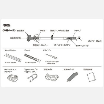 高枝2WAYガーデンポールヘッジトリマー 1.5Aバッテリー付属 着脱式伸縮延長ポール 10.8V コードレス YAMAZEN(山善)