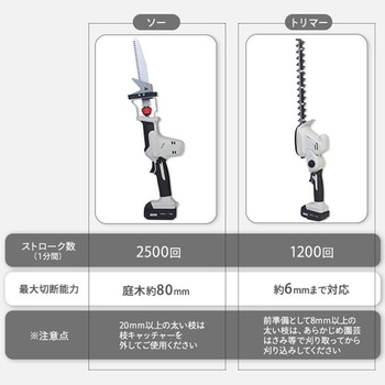 4WAY高枝ガーデントリマー&ガーデンソーセット 2.5Ahバッテリー付属 着脱式伸縮延長ポール 10.8V コードレス YAMAZEN(山善)
