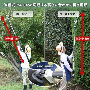 4WAY高枝ガーデントリマー&ガーデンソーセット 2.5Ahバッテリー付属 着脱式伸縮延長ポール 10.8V コードレス YAMAZEN(山善)