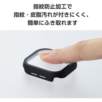 アップルウォッチ カバー Series 10 [42mm] フルカバー 反射防止 表面硬度9H 全面保護 メタリックライン エレコム