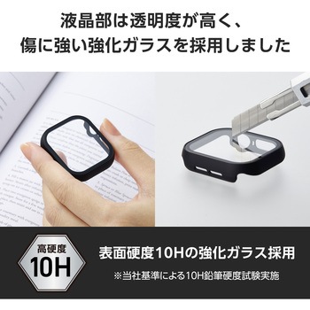 アップルウォッチ カバー Series 10 [42mm] フルカバー ゴリラガラス 表面硬度10H 全面保護 2重構造 エレコム