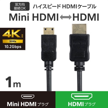 mini HDMI - HDMI 変換ケーブル スリムケーブル 4K/30Hz HEC/ARC対応 双方向通信 エレコム