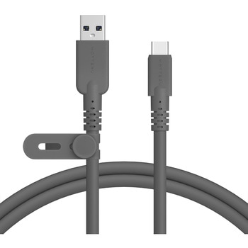 10Gbpsシリコンケーブル USB-A to USB-C iPhone16 15 Android各種 しなやか 絡まない  USB3.2 Gen2  高速データ転送 ケーブルバンド付 1m 全1色 2年保証 スモーキーブラック MOTTERU