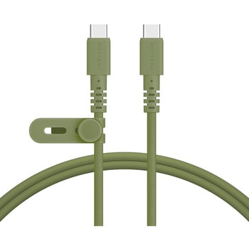 編み込みシリコンケーブル 急速充電 PD60W対応 データ転送対応 USB-C to USB-C 1m 2年保証 カーキ(MOT-NLCC) MOTTERU