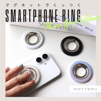 スマホリングスタンド Magsafe対応 マグネット式 360度回転 全4色 マットホワイト(MOT-SRING01) MOTTERU