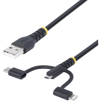 USB 2.0ケーブル/1m/3-in-1 USB-A - Micro-USB/USB-C/Lightning/480Mbps/15W 3A/ブラック/Type-C マイクロUSB ライトニングケーブル/データ転送 同期 充電コード StarTech.com