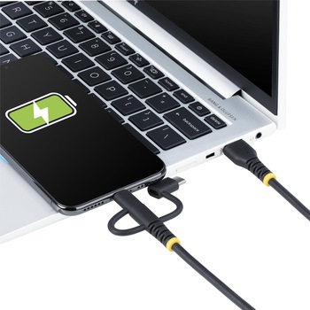 USB 2.0ケーブル/1m/3-in-1 USB-A - Micro-USB/USB-C/Lightning/480Mbps/15W 3A/ブラック/Type-C マイクロUSB ライトニングケーブル/データ転送 同期 充電コード StarTech.com
