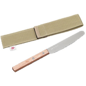 兼常作 波刃スプレッドナイフ 赤合板柄 専用ケース付き 兼常作