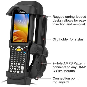 Zebra MC9300シリーズ専用ホルダー パワージャック/シングルポート ボール無 RAM-HOL-ZE32PDU ラムマウント