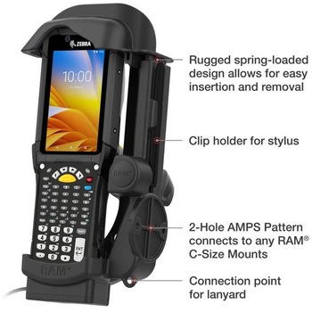 Zebra MC9300シリーズ専用ホルダー パワージャック ボール無 RAM-HOL-ZE32PU ラムマウント