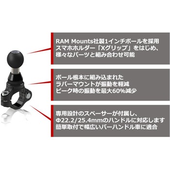 Xグリップ(S)&PLOT防振クランプセット(標準アーム) 1インチボール RAM-PL8 ラムマウント