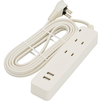 2個口タップ 雷ガード USBポート付き オーム電機