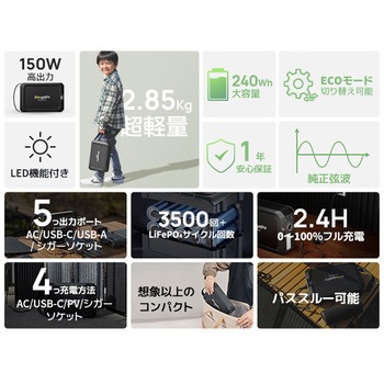 ポータブル電源 240W juiceGO BougeRV