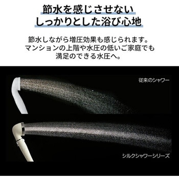シャワーヘッド シルクシャワーシリーズ07 絹水流 高節水 節水率最大70% 手元ボタン 水流調節 アラミック