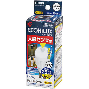 LDA4N-H-E17SV ECOHiLUX LED電球 人感センサー付 mini 垂直取付タイプ
