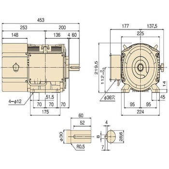 TFO-LK 4P 3.7KW HBA 脚取付 全閉外扇屋内型 ブレーキ付 4P ザ