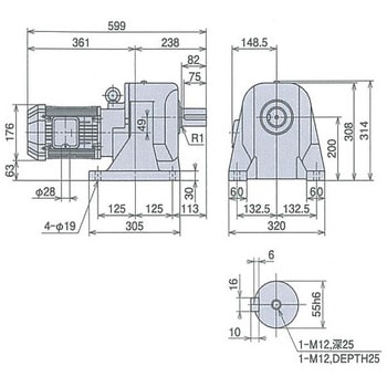 トップランナーギアモーターGPシリーズ (横型脚取付け) 三相200V 日立産機システム ギヤードモーター 【通販モノタロウ】