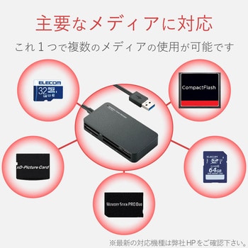 エレコム カードリーダー USB3.0対応 MR3-A006BK 4953103749610