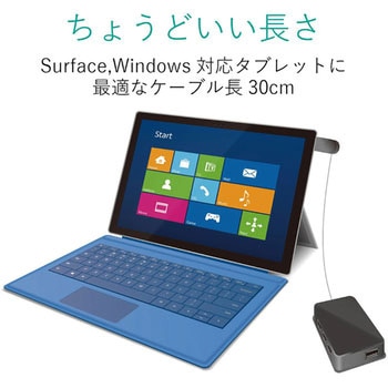 USBハブ 2.0 4ポート バスパワー ケーブル長 30cm タブレット向け スイングコネクタ エレコム