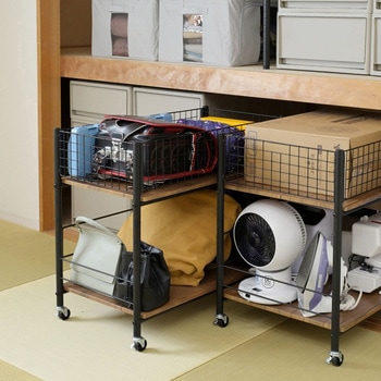 収納ラック ワゴン キャスター付き 奥行75 高さ64.5 幅26/38/44cm YAMAZEN(山善)