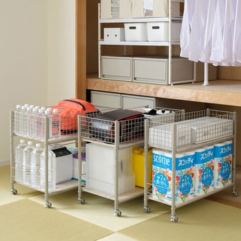 収納ラック ワゴン キャスター付き 奥行75 高さ64.5 幅26/38/44cm YAMAZEN(山善)
