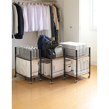 収納ラック ワゴン キャスター付き 奥行57.5 高さ64.5 幅26/38/44cm YAMAZEN(山善)