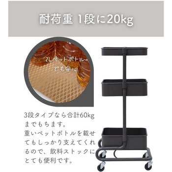 おしゃれ収納ワゴン バスケットトローリー キャスター付き YAMAZEN(山善)