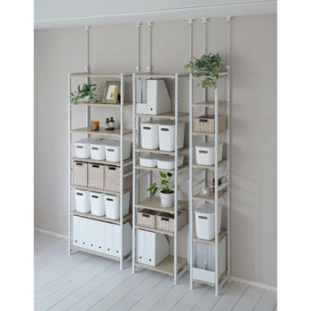 突っ張り フリーラック本棚 壁面収納 RSFT-657(AIV/SWH) Amazon｜[山善] 突っ張り フリーラック 幅65×奥行30×高さ200-260cm A4