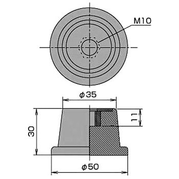 ACM-30 +付属品M10全ねじボルトセット 置型防振ゴム(全ねじボルト