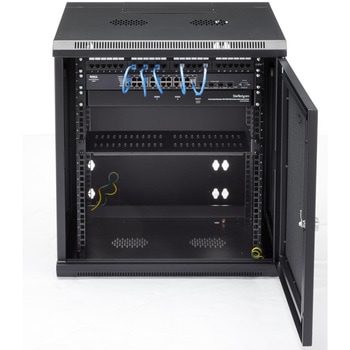 サーバーラック/ウォールマウントキャビネット/12U/4ポスト/最大取付奥行50cm/積載重量90kg/180度ヒンジ/棚板 鍵付き/ネットワーク機器収納用 StarTech.com