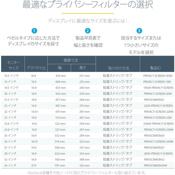 のぞき見防止プライバシーフィルター/着脱式/汎用19インチ PCモニター用/16：10アスペクト比対応/光沢&つや消し加工面/覗き防止ブルーライトカット保護カバー/左右30度の視野角 StarTech.com