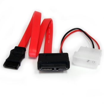 30cm Slimline SATA - シリアルATA変換ケーブル ペリフェラル電源(4ピン)とSATAデータコネクタ(7ピン)に分岐 StarTech.com