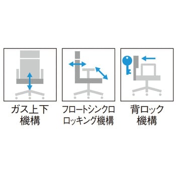 オフィスチェア MS-1600シリーズ 座クッション アルミ脚タイプ ヘッドレスト・肘付き