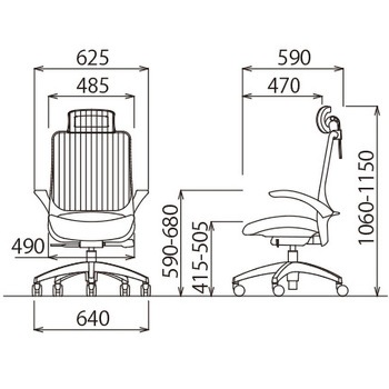 オフィスチェア MS-1600シリーズ 座クッション 樹脂脚タイプ ヘッドレスト・肘付き アイコ
