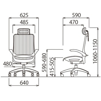 オフィスチェア MS-1600シリーズ 座メッシュ アルミ脚タイプ ヘッドレスト・はね上げ肘付き アイコ