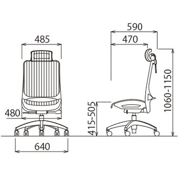 オフィスチェア MS-1600シリーズ 座メッシュ アルミ脚タイプ ヘッドレスト付き アイコ