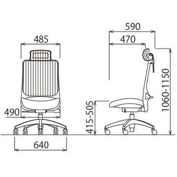 オフィスチェア MS-1600シリーズ 座クッション アルミ脚タイプ ヘッドレスト付き アイコ