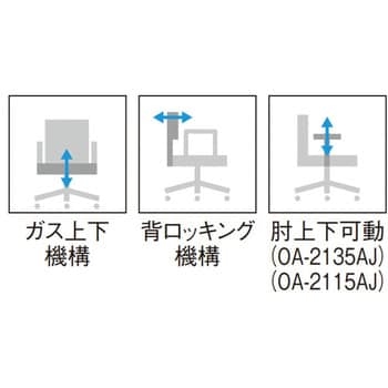 オフィスチェア OA-2100シリーズ ミドルバック 可動肘タイプ