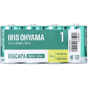 アルカリ乾電池 BIGCAPA basic plus 単1形 アイリスオーヤマ