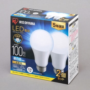 LDA12N-G-10T62P LED電球 E26 広配光2P 昼白色 100形(1600lm) アイリスオーヤマ 密閉器具対応 12.3W -  【通販モノタロウ】
