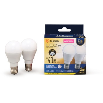 LED電球 E17 広配光2P 昼白色 40形(440lm) アイリスオーヤマ