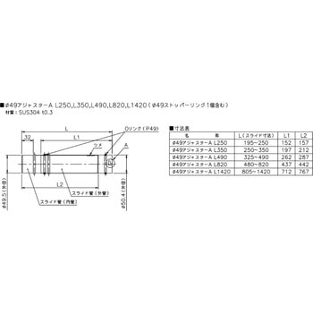 OH-Gシリーズ用給排気部材 Φ49アジャスターA ノーリツ