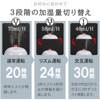 wasser_hum005超音波加湿器 1.4L大容量 大河商事