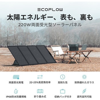 SOLAR220W-JP 220W両面受光型ソーラーパネル EcoFlow 寸法82×183×2.5cm