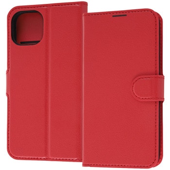 iPhone 14 / 13 耐衝撃 手帳 マグネット/レッド レイ・アウト