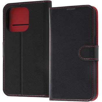 iPhone 14 Pro 耐衝撃 手帳 マグネット/ブラック/レッド - レイ・アウト